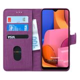 Microsonic Samsung Galaxy A20s için Kılıf Fabric Book Wallet Mor [Galaxy A20s ile Uyumlu Kılıf - Mor]
