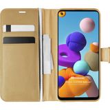 Microsonic Samsung Galaxy A21S Delux Leather Wallet Gold Kılıf