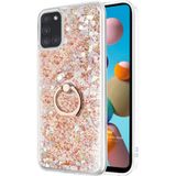 Microsonic Samsung Galaxy A21S Glitter Liquid Holder Gold Kılıf
