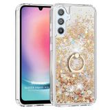 Microsonic Samsung Galaxy A25 Kılıf Glitter Liquid Holder Gold [Galaxy A25 ile Uyumlu Kılıf - Gold]