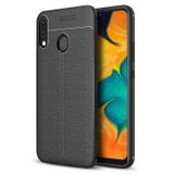 Microsonic Samsung Galaxy A30 Deri Dokulu Siyah Silikon Kılıf