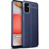 Microsonic Samsung Galaxy A32 5G Deri Dokulu Silikon Lacivert Kılıf
