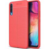 Microsonic Samsung Galaxy A50 Deri Dokulu Kırmızı Silikon Kılıf