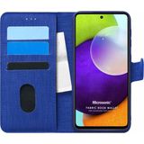 Microsonic Samsung Galaxy A52 Fabric Book Wallet Lacivert Kılıf
