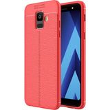 Microsonic Samsung Galaxy A6 2018 Deri Dokulu Silikon Kırmızı Kılıf