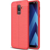 Microsonic Samsung Galaxy A6 Plus 2018 Deri Dokulu Silikon Kırmızı Kılıf