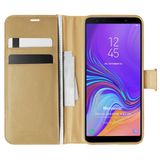 Microsonic Samsung Galaxy A7 2018 Delux Leather Wallet Gold Kılıf
