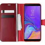Microsonic Samsung Galaxy A7 2018 Delux Leather Wallet Kırmızı Kılıf