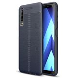 Microsonic Samsung Galaxy A7 2018 Deri Dokulu Silikon Lacivert Kılıf