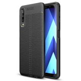 Microsonic Samsung Galaxy A7 2018 Deri Dokulu Silikon Siyah Kılıf