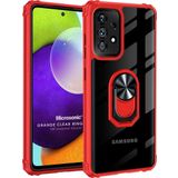 Microsonic Samsung Galaxy A72 Grande Clear Ring Holder Kırmızı Kılıf