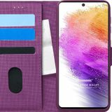Microsonic Samsung Galaxy A73 5G Fabric Book Wallet Mor Cep Telefonu Kılıf