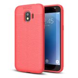 Microsonic Samsung Galaxy J4 Deri Dokulu Silikon Kırmızı Kılıf