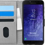Microsonic Samsung Galaxy J4 Fabric Book Wallet Gri Cep Telefonu Kılıfı