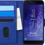 Microsonic Samsung Galaxy J4 Fabric Book Wallet Lacivert Kılıf
