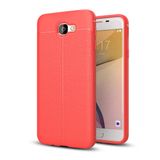 Microsonic Samsung Galaxy J5 Prime Deri Dokulu Kırmızı Silikon Kılıf