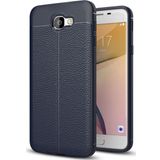Microsonic Samsung Galaxy J5 Prime Deri Dokulu Lacivert Silikon Kılıf