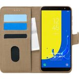 Microsonic Samsung Galaxy J6 Fabric Book Wallet Gold Cep Telefonu Kılıfı