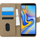 Microsonic Samsung Galaxy J6 Plus Fabric Book Wallet Gold Cep Telefonu Kılıfı