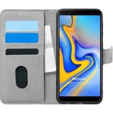 Microsonic Samsung Galaxy J6 Plus Fabric Book Wallet Gri Cep Telefonu Kılıfı