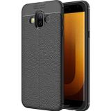 Microsonic Samsung Galaxy J7 Duo Deri Dokulu Silikon Siyah Kılıf