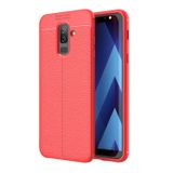 Microsonic Samsung Galaxy J8 için Kılıf Deri Dokulu Silikon Kırmızı [Galaxy J8 ile Uyumlu Kılıf - Kırmızı]