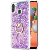 Microsonic Samsung Galaxy M11 Glitter Liquid Holder Mor Cep Telefonu Kılıfı
