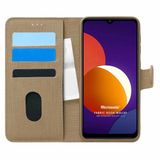 Microsonic Samsung Galaxy M12 Fabric Book Wallet Gold Cep Telefonu Kılıfı