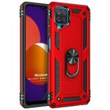 Microsonic Samsung Galaxy M12 Military Ring Holder Kırmızı Kılıf