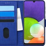 Microsonic Samsung Galaxy M22 Fabric Book Wallet Lacivert Kılıf
