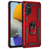 Microsonic Samsung Galaxy M23 için Kılıf Military Ring Holder Kırmızı [Galaxy M23 ile Uyumlu Kılıf - Kırmızı]