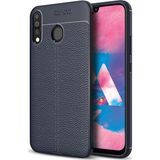 Microsonic Samsung Galaxy M30 Deri Dokulu Silikon Lacivert Kılıf