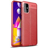 Microsonic Samsung Galaxy M51 Deri Dokulu Silikon Kırmızı Kılıf
