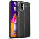 Microsonic Samsung Galaxy M51 Siyah Deri Dokulu Silikon Cep Telefon Kılıfı