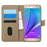 Microsonic Samsung Galaxy Note 5 için Kılıf Fabric Book Wallet Gold [Galaxy Note 5 ile Uyumlu Kılıf - Gold]