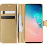 Microsonic Samsung Galaxy S10 Delux Leather Wallet Gold Cep Telefonu Kılıf