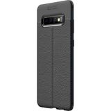 Microsonic Samsung Galaxy S10 Plus Deri Dokulu Siyah Silikon Kılıf