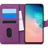Microsonic Samsung Galaxy S10E Fabric Book Wallet Mor Cep Telefonu Kılıf