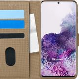Microsonic Samsung Galaxy S20 Plus Fabric Book Wallet Gold Cep Telefonu Kılıfı