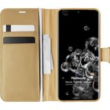 Microsonic Samsung Galaxy S20 Ultra Delux Leather Wallet Gold Cep Telefonu Kılıfı