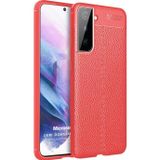 Microsonic Samsung Galaxy S21 Deri Dokulu Silikon Kırmızı Cep Telefonu Kılıfı