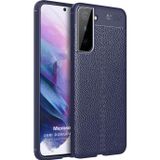 Microsonic Samsung Galaxy S21 Deri Dokulu Silikon Lacivert Kılıf