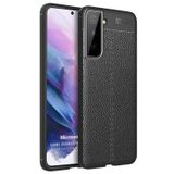 Microsonic Samsung Galaxy S21 Deri Dokulu Silikon Siyah Kılıf