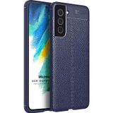 Microsonic Samsung Galaxy S21 FE Deri Dokulu Silikon Lacivert Cep Telefonu Kılıfı