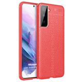Microsonic Samsung Galaxy S21 Plus Deri Dokulu Silikon Kırmızı Cep Telefonu Kılıfı