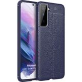 Microsonic Samsung Galaxy S21 Plus Deri Dokulu Silikon Lacivert Cep Telefonu Kılıfı