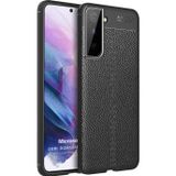 Microsonic Samsung Galaxy S21 Plus Deri Dokulu Silikon Siyah Kılıf