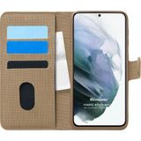 Microsonic Samsung Galaxy S21 Plus Fabric Book Wallet Gold Cep Telefonu Kılıfı