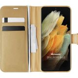 Microsonic Samsung Galaxy S21 Ultra Delux Leather Wallet Gold Cep Telefonu Kılıfı