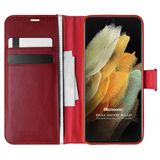 Microsonic Samsung Galaxy S21 Ultra Delux Leather Wallet Kırmızı Cep Telefonu Kılıfı